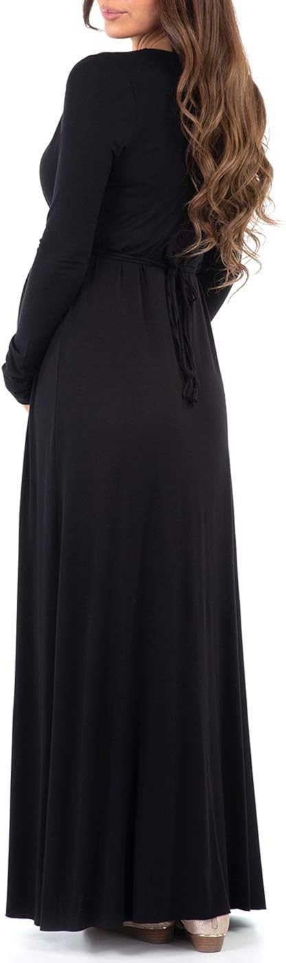 Women's Long Sleeve Maternity Dress with Waist Tie For Casual Wear or Baby Shower at  Women’s Clothing store