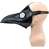 PartyHop Black PU Leather Plague Doctor Mask Halloween Long Nose Bird Beek Steampunk Gas Latex Party Cosplay Costume Prop
