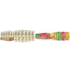 Zevia Organic Tea Time Variety Pack, 12 Count, Sugar-Free Brewed Iced Tea Beverage, Naturally Sweetened with Stevia, Zero Calories & Kidz Sparkling Drink, Variety Pack, 7.5 Ounce Cans (Pack of 24)