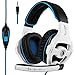 SADES SA810 New Updated Xbox One mic PS4 Headset Over Ear Stereo Gaming Headset Bass Gaming Headphones with Noise Isolation Microphone for New Xbox One PC PS4 Laptop Phone(New White Version)