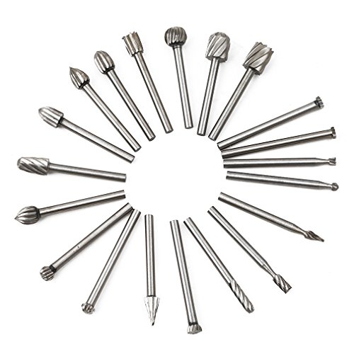 SOURBAN 20Pcs HSS Routing Router Bits Burr Rotary Tools Set for Dremel, Wood Working Tools For Carving Engraving And Drilling