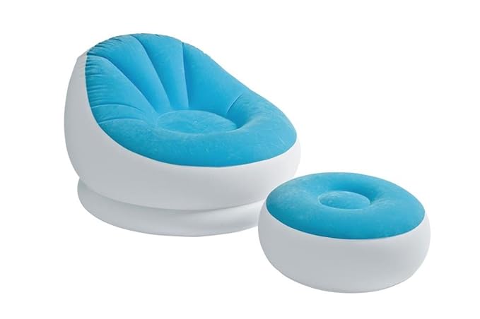 Intex Aufblasmöbel Loungen Sessel Cafe Chaise Chair, Mehrfarbig, 104 x 109 x 71 cm / Ø 64 x 28 cm(Sortierte Farbe)