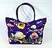 Waterproof Jumbo Purple Canvas Beach Bag Tropical Fish Design Zipper Closure 24 x 15 x 6"