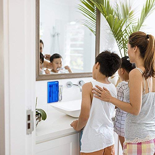 DEWEL Toothbrush Sterilizers UV Sanitizer Wall Mounted Toothbrush Holder with UV Light Toothbrush Cleaner Container with Toothpaste Holder and AC Adapter - Thumbnail 7
