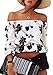 Moxeay Sexy Flower Printed off-shoulder Floral Crop Tops Small