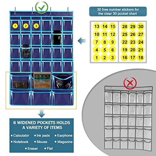 Trycooling Classroom Pocket Chart for Cell Phones Holder with Number