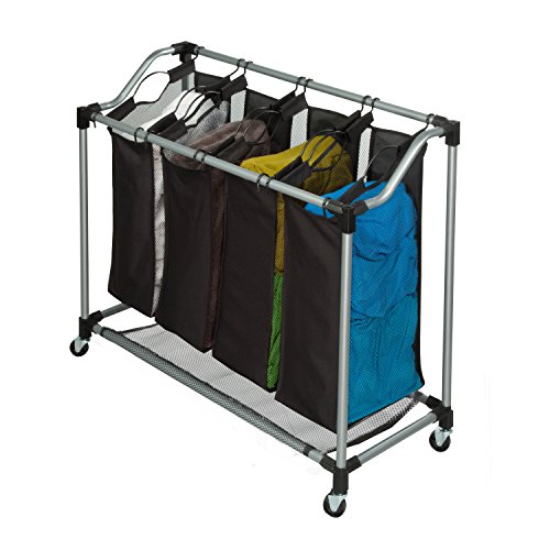 HoneyCanDo Quad Laundry Sorter with Mesh Bags, Steel/Black Pricepulse