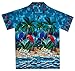 Funky Hawaiian Shirt For Men Short Sleeve Front-Pocket Parrot Palm Turquoise