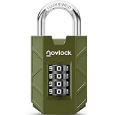 NovLock Gym Locker Lock, Indoor &amp; Outdoor 4-Digit Combination Padlock | Weatherproof, Easy-to-Read Dials, Sturdy, Hardened Steel Shackle, for Lockers, Cabinets, Sheds &amp; Gates, 1-Pack, Green
