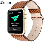 Dreams Mall(TM)Apple Watch 38mm Band,Fashion Polka Dot Leather Iwatch Band Replacement Wristwatch Bracelet Strap Belt,Brown