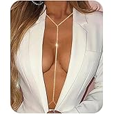 WZNBBOY Rhinestone Sexy Body Chain Gold Crystal Body Chain Crossover Bikini Bra Belly Waist Chain Necklace Summer Beach Body Necklace Jewelry for Women