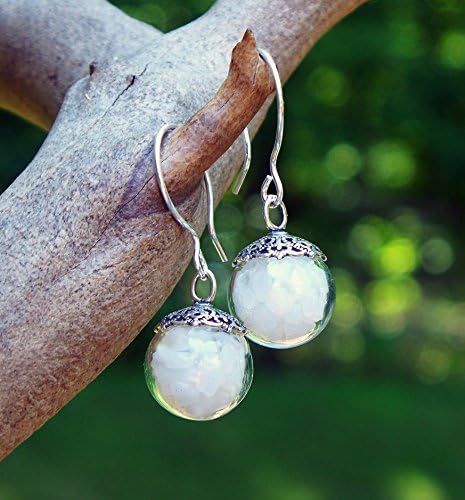Recycled Vintage White Pond's Cold Cream Jar Glass Orb Earrings