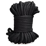 Moonight 20M 64-foot Japanese Bondage Cotton Rope 8mm Thick Braided Utility Rope Soft Rope - Black