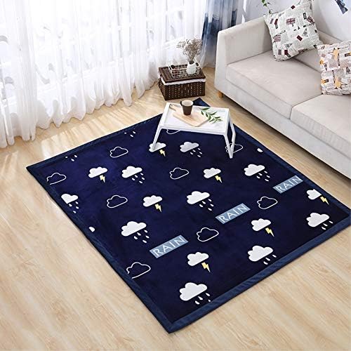 Children Play Mat, 3cm Thicken Coral Velvet Carpet Children Crawling Mat Tatami Mat Living Room Bedroom Mat Area Rug, Yoga Mat, Exercise Mat (260 * 200cm, Rain)