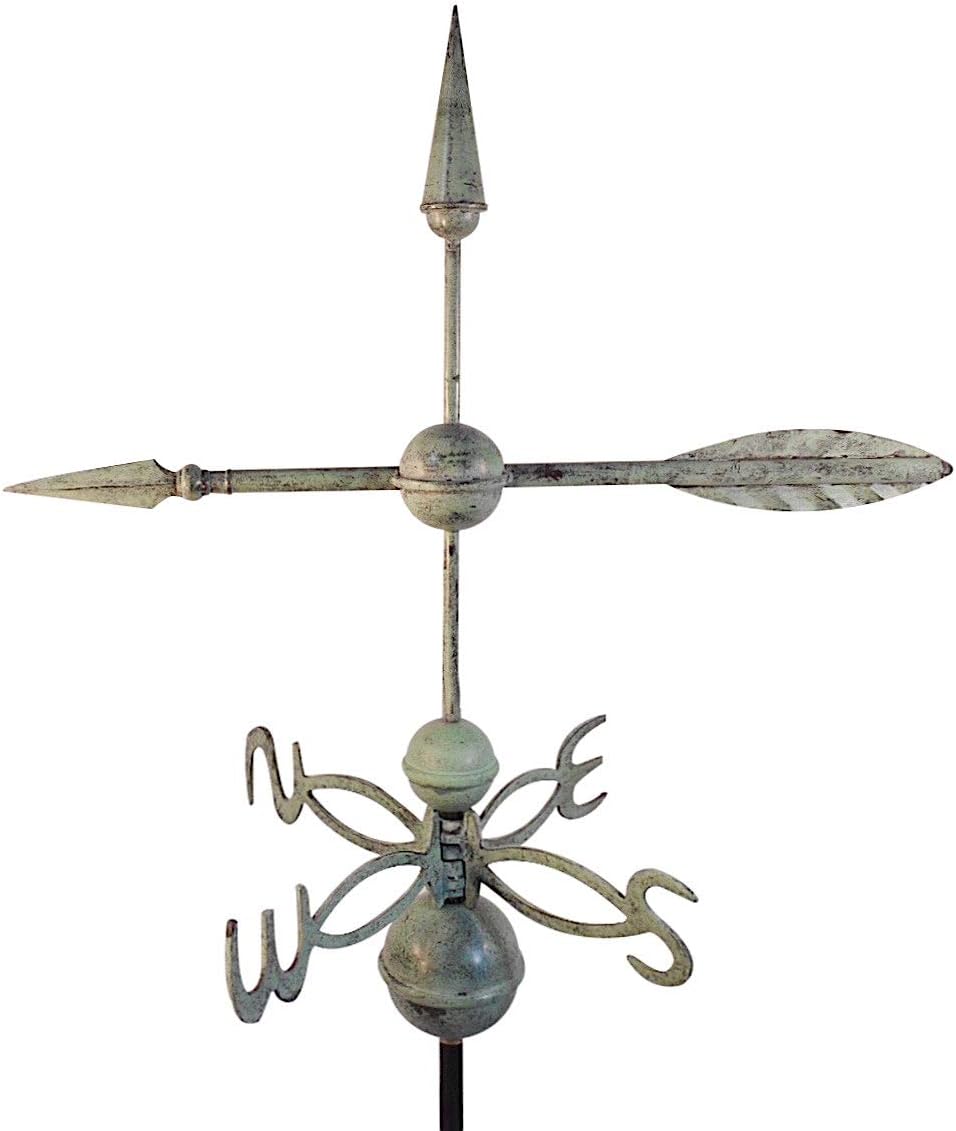 Weathervanes - Dalvento 407V Arrow Weathervane with Scrolled Directionals, Blue/Green