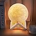 GPJOY Lighting Night Light 3D Printing Moon Lamp Rechargeable Lunar Night Light, Dimmable Touch Control Brightness Two Tone Home Decorative Lights Baby Night Light with Wooden Stand, Diameter 3.9 inch