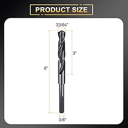 HARFINGTON 33/64" Drill Bit 3/8" Reduced Shank
