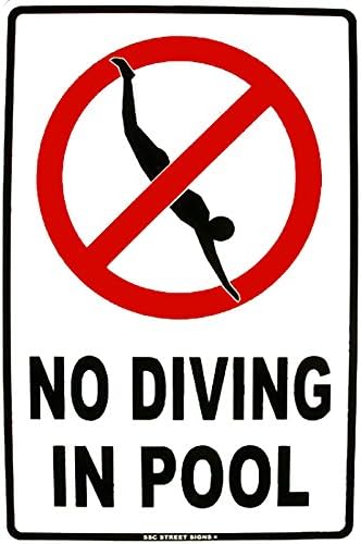 No Diving Pool Rules Safety Precautions Aluminum Sign