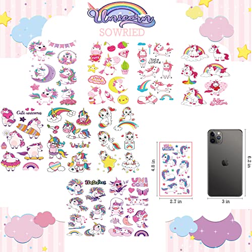 150 Pcs Temporary Tattoo Unicorns Gifts for Girls Fake Tattoos Stickers Birthday Party Supplies Unicorn Favors Decorations Temp Waterproof Tatto for Kids Favor Age 5 6 7 8 9 10 Years Old (10 Sheets)