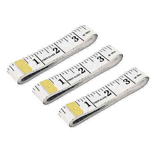 Magik 60''~120''/1.5~3M Double-scale Tailor Seamstress Cloth Body Ruler Tape Measure Sewing Heavy Duty Tape (Pack of 3, 60''/150cm, White)