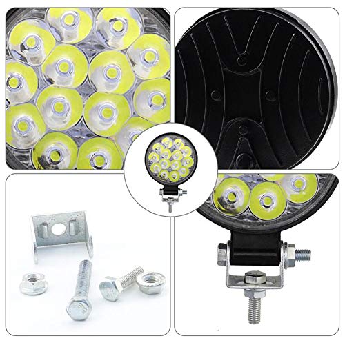 2pcs 42W Flood Light Off Road Lights Fog Lights Driving Roof LED Light Bar Pod Work Light for ATV UTV SUV Truck Boat 3.3inch 4200Lm Round
