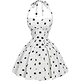 SHENHE Women's Vintage 1950s Halter Neck Rockability Swing Dress Smocked Fit and Flare Sundress