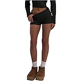 Verdusa Women's Y2K Fold Over Micro Shorts Ribbed Knit Going Out Mini Booty Shorts