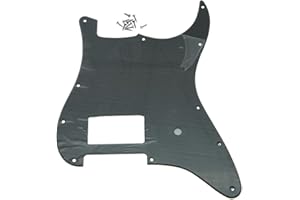 KAISH 11 Hole ST/Strat Style One Humbucker Guitar Pickguard Scratch Plate for Delonge Stratocaster/Strat Matte Black 1 Ply