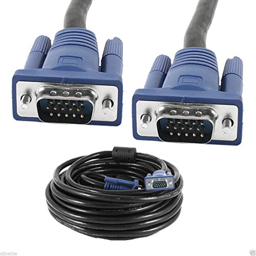 CableVantage HD15 15Pin VGA Male to Male VGA 50FT 15M Cable For TV Computer Monitor Blue For TV Computer Monitor Extension 50feet Cable