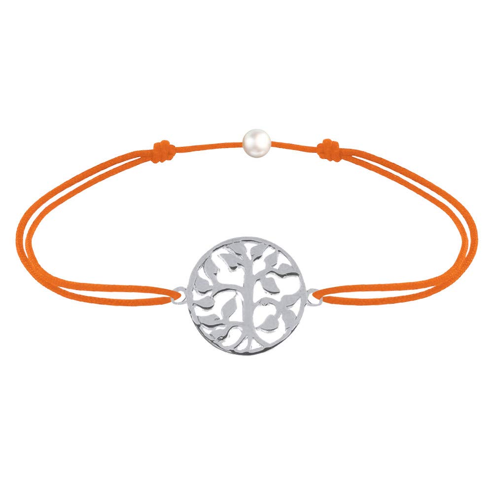 LES POULETTES BIJOUX - Sterling Silver 925 Link Bracelet Life Tree - Orange
