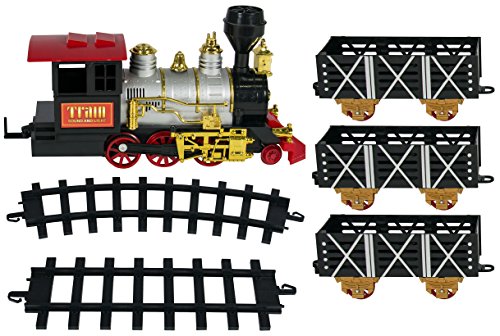 Classic Train Set For Kids With Real Smoke, Music, and Lights Battery Operated Railway Car Set - Thumbnail 2