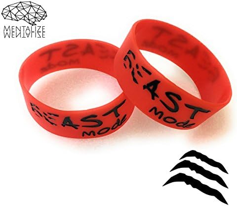 Beast Mode | Motivational Silicone Wristbands | Pack of 2 | Fitness Inspirational Wristband Bracelet Set | Extra Wide 8”x1” | Quote
