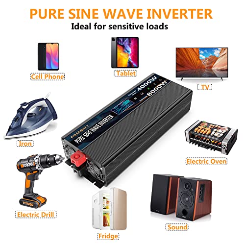 Pure Sine Wave Power Inverters 4000Watt 12V DC to AC 110V 120V Peak