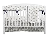 Baby Boy Crib Bedding White Grey Woodland Arrow Antlers Deer Head Minky Blanket Navy Crib Sheet Deer Buck Crib Rail Bedding Set (Grey Arrow Deer Head, 4 pieces set)