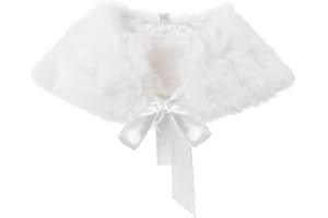 IPENNY Girls Faux Fur Wrap Shawl Flower Kids Princess Cape Wedding Bridesmaid Bolero Shrug Christmas Party Costume Dress Up