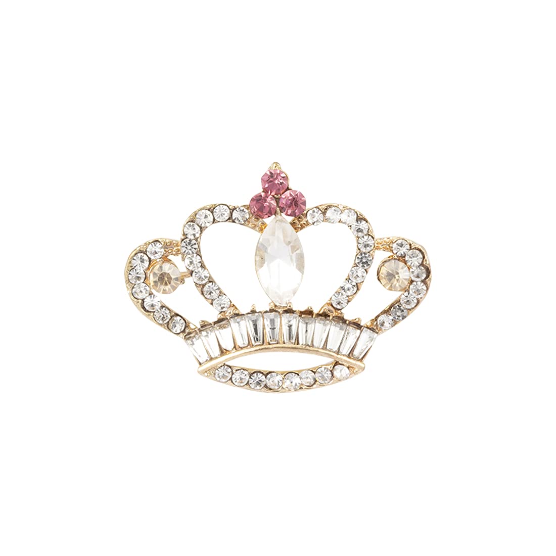 Brooch Lapel Pin for Men Gold Crown With White Stones And Pink Crown Stones Lapel Pin Badge Coat Suit Wedding Gift Party Shirt Collar Accessories,KN23