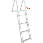 VEVOR Removable Dock Ladder 4 Steps 350 lbs Capacity Pontoon Boat Ladder | for Ship/Lake Swimming/Pool/Marine Boarding, Thickened Aluminum Alloy, 4 in Wide Step, Non-Slip Pedal, Quick Release Design