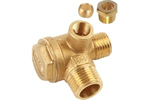 BesNPT 3-Port Brass Air Compressor Check Valve M10*1 x G3/8 Male x G1/2 Male Threaded Central Pneumatic Valve