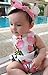Fubin Baby Girl's Floral Print Ruffles Romper Summer Clothes With Headband,Pink Lemon,7-12 months