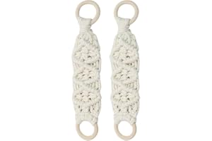 ALGONETO 2 PCS Hanging Kitchen Towel Rings, Crochet Dish Towel Holder with Hanging Loop, 10.43x2.56inch, Cotton Rope