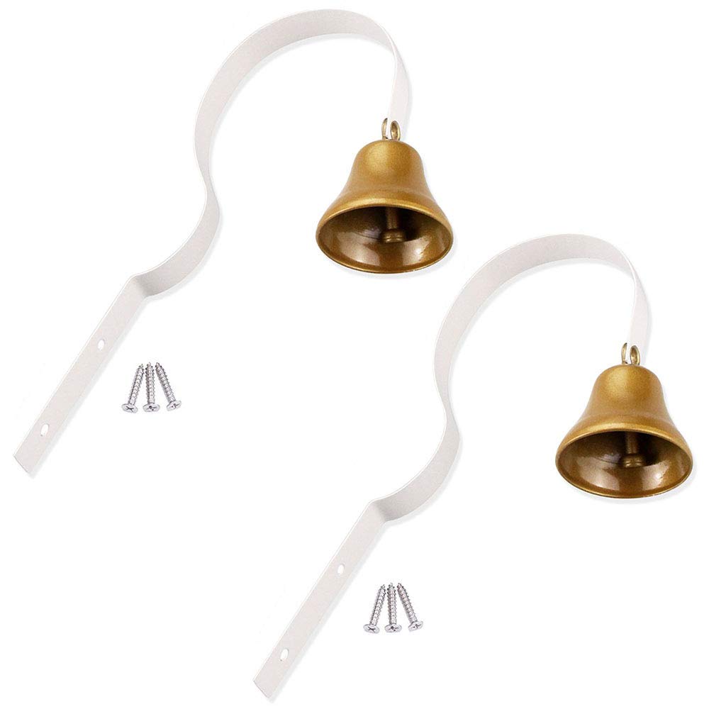 2 Pack Brass Tinkle Dog Doorbell, Adjustable Doggy Doorbells for Potty Training Tips, Can be Fixed Dog puppy Pet Door Bells for Door Knob, Potty Training, Go Outside, Service Bell (White)