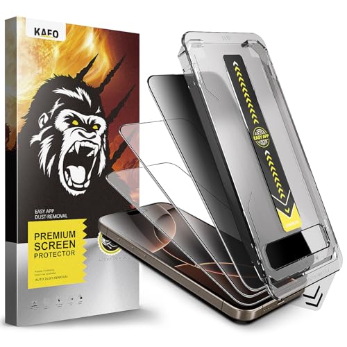 Película protectora de pantalla de vidrio 9h + de 3 piezas para iPhone, vidrio templado súper duro [resistente a la rotura de grado militar] con herramientas de instalación fáciles actualizadas (16pro max)