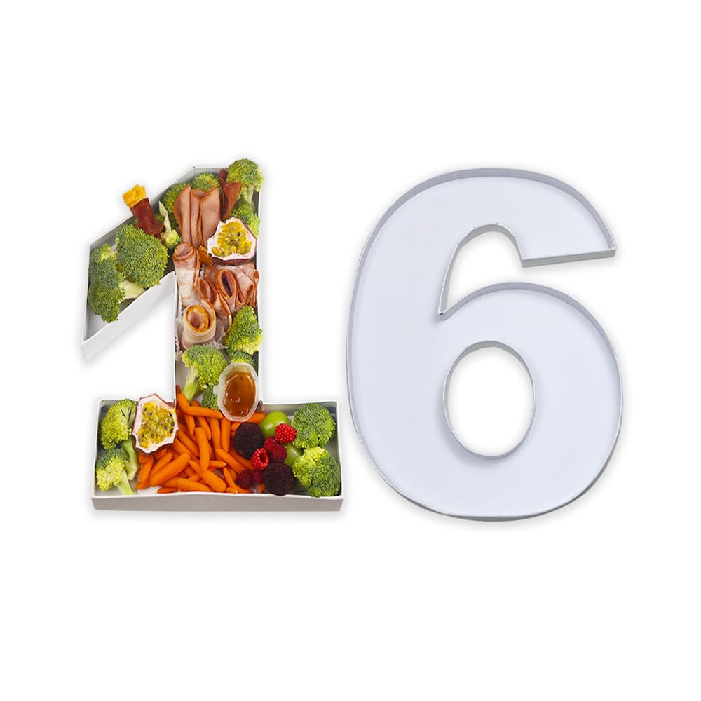Photo 1 of 14-inch Cardboard Number Fillable Tray Decorative Box for Charcuterie, Food, Cupcakes, Treats, Birthday, Anniversary (Number16)
