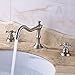 Rozin Widespread 3 Holes Bathroom Sink Faucet Dual Cross Knobs Vanity Mixing Tap Brushed Nickel