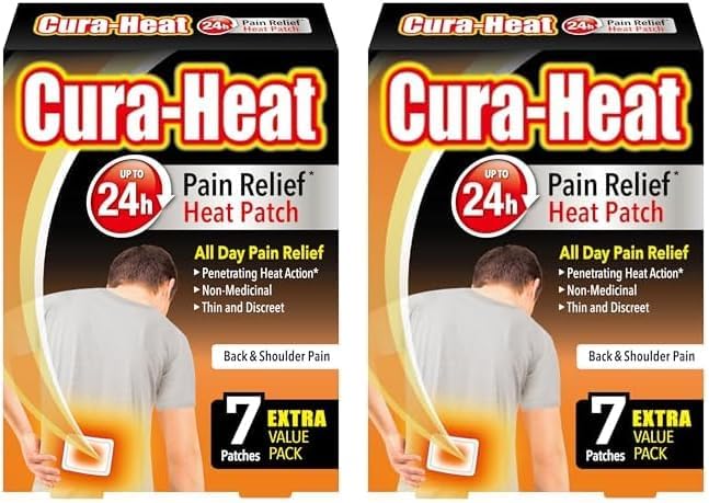 Cura-Heat Back and Shoulder Pain Patches Pack of 2, 24h Heat Relief