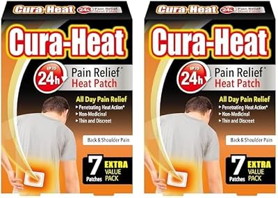 Cura-Heat Back and Shoulder Pain Patches Pack of 2, 24h Heat Relief