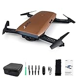 JJRC H47 Elfie WiFi Foldable Pocket FPV Drone Mini Quadcopter with 720P Camera (Brown Standard Package)
