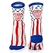 Chalk talk sports Athletic Half Cushioned Crew Socks, Mid Calf, American Lax Socks, Red/White/Blue one size