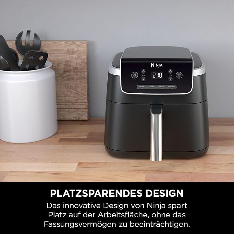 PRO Air Fryer Heißluftfritteuse, 4,7L Airfryer, Einzelkorb-Heißluftfritteuse, 4-in-1, für 1-2 Portionen, Digital, Kochen aus dem Gefrorenen, Antihaft-Schublade & Crisper Korb, Schwarz AF140EU — Foto 6 von 8