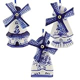 Kurt Adler Porcelain Delft Blue Windmill Ornament